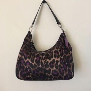 Purple Cheetah Coach Hand Bag